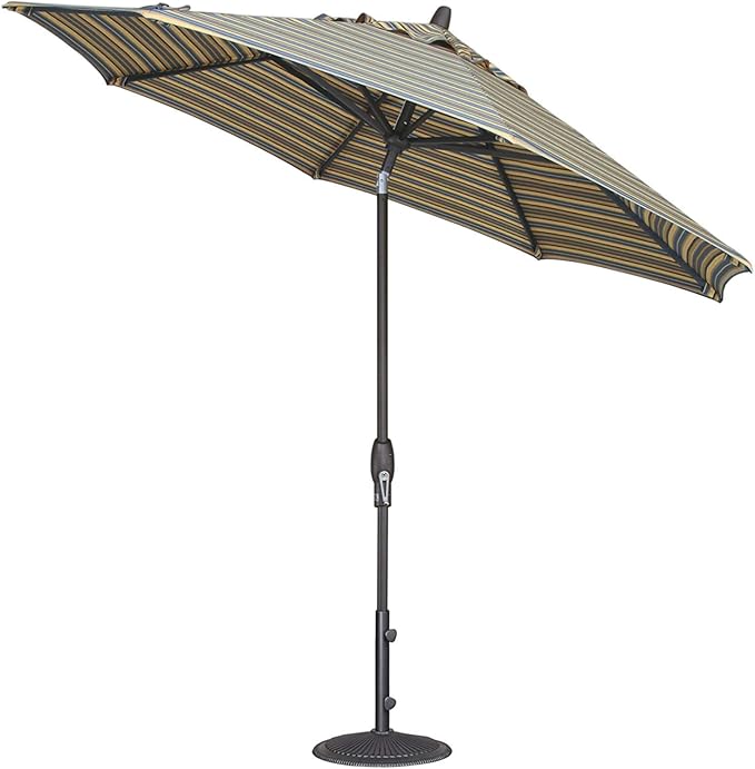 Treasure Garden 9-Foot Patio Umbrella - Outdoor Furniture Market Umbrella – Auto Tilt – Bronze Aluminum Frame (Obravia, Sand)