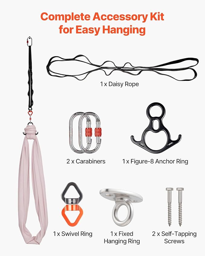 Professional Aerial Yoga Hammock & Swing, 300 lbs Capacity with 360° Swivel & Ceiling Mount Kit, for Fitness, Studio and Family Use