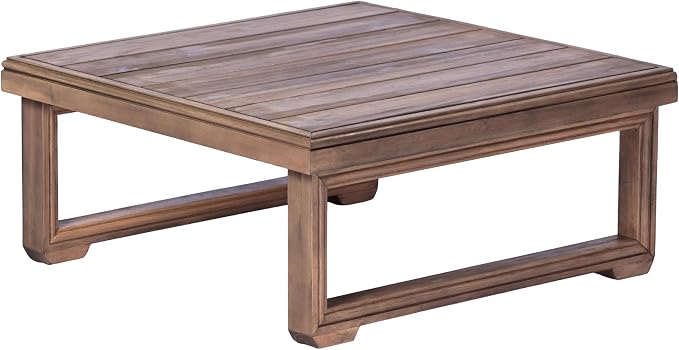 Christopher Knight Home 2 Piece Outdoor Patio Furniture Set Acacia Wood Sofa with Thick Cushions and Slatted Coffee Table, Modular Floor Seating Conversation Set, Natural Wood Finish