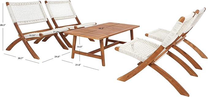SAFAVIEH Outdoor Collection Blaze Natural/White 5-Piece Conversation Patio Set