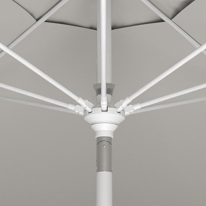 California Umbrella 11Ft Sunbrella Patio Umbrella, Fiberglass Ribs, Hand-Crank, Tilt-Collar, White Frame, Granite Fabric