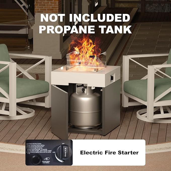 Modern 7-Piece Aluminum Patio Furniture Set with Fire Pit Table, Oversized Outdoor Sectional Sofa with Corner Seat, All-Weather Conversation Set for Deck, Garden, Backyard-White