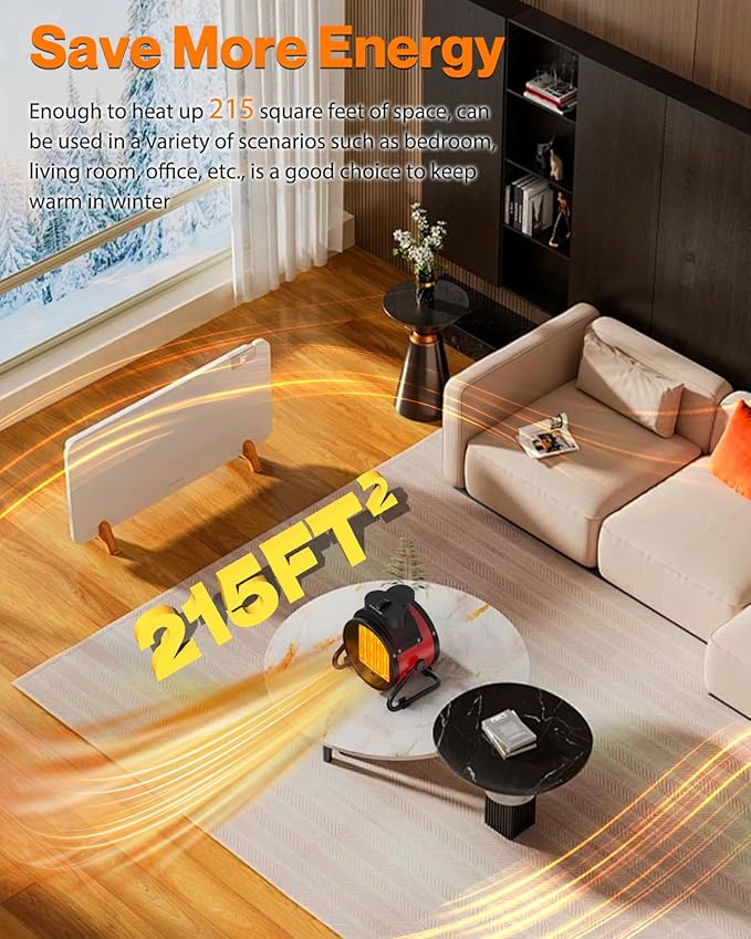 Outdoor Patio Heaters - 1500W Portable Electric Garage Heater with 2S Fast Heating, Overheat Protection, Heaters Heat Up in 3 Modes, Patio Heaters for Outdoors, Tents and Indoors, Red