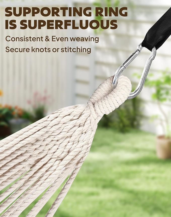 ANYOO Cotton Hammocks Portable Hammock with Tree Straps Easy Setup Indoor/Outdoor Hanging Bed 550lbs Capacity Perfect for Backyard Camping Travel