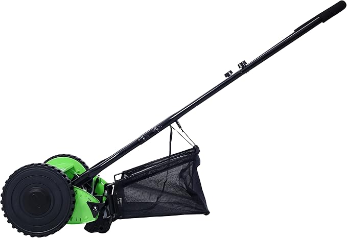 Ochine 14-Inch 5-Blade Push Reel Lawn Mower, Cordless Manual Reel Lawn Mower Walk-Behind Steel Lawn Mowers for Farms, Parks, Yards and Courts