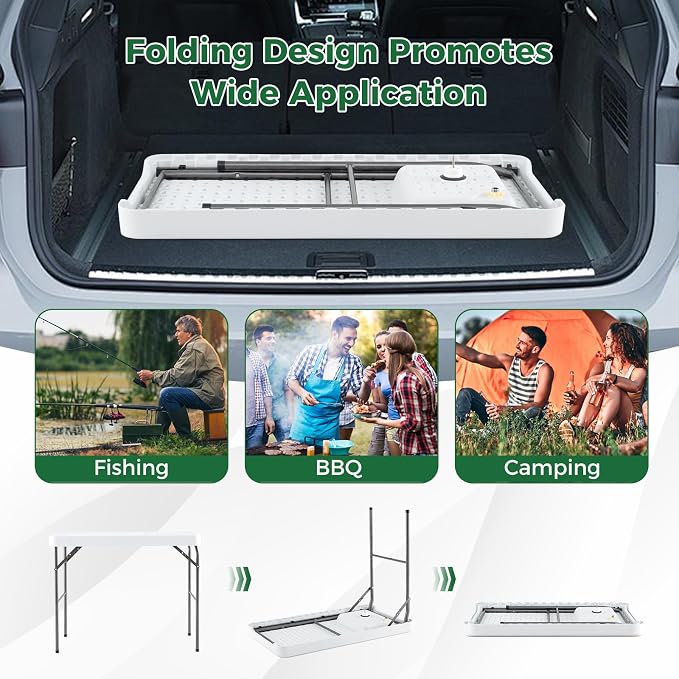 Folding Fish Cleaning Table, Fishing Fillet Station w/360° Rotatable Faucet & Sink & Spray Nozzle & Drain Pipe, Outdoor Sink Table, Portable Fish Filleting Table for Camping, Picnic
