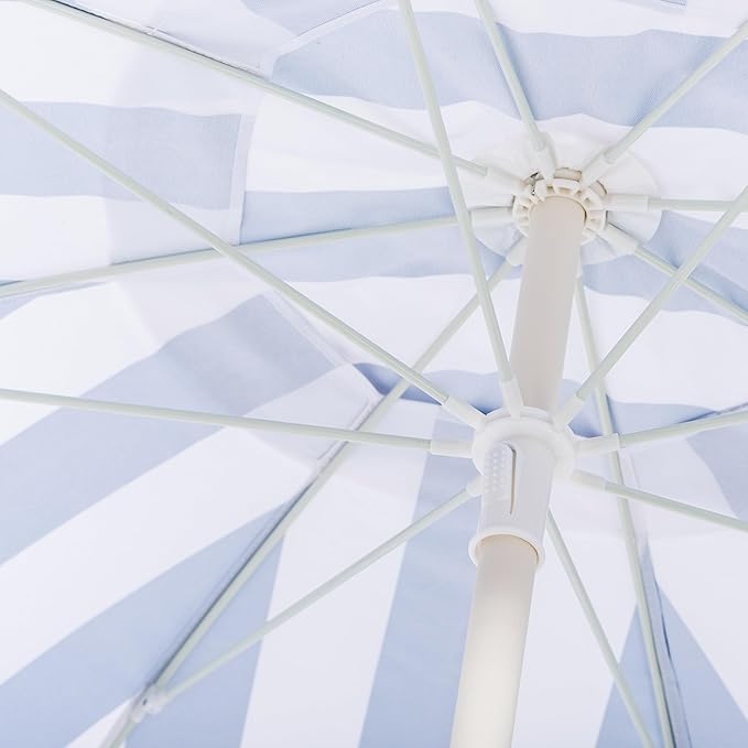 Business & Pleasure Co. Margaritaville Manana Umbrella - 6.5' Beach Umbrella Sand Anchor, 7' Tall Telescopic Aluminum Pole, UPF 50+