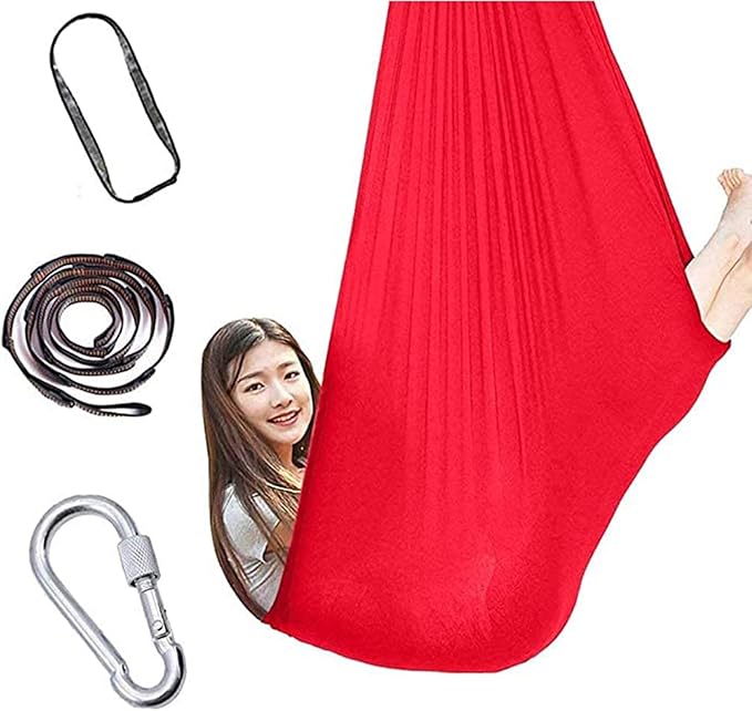 Sensory Swing Adjustable Yoga Snuggle Swing Indoor Therapy Cuddle Hammock Hanging Chair Ideal For Children Or Adults With Special Needs Autism ADHD Aspergers ( Color : Sky blue , Size : 100 x 280 cm )