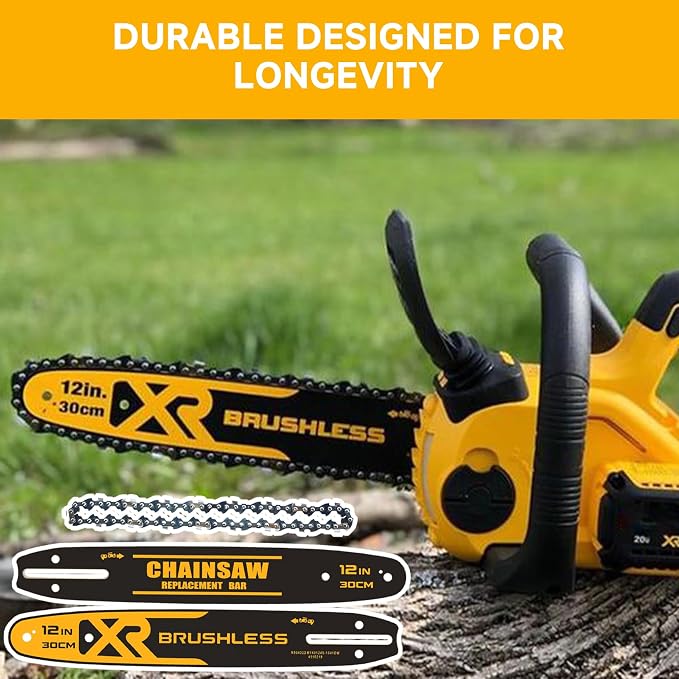 12-Inch DWZCSB12 Chainsaw Guide Bar and DWO1DT612 Saw Chains, Durable Guide Bar Compatible with DEWALT Chainsaw DCCS620, DCCS620B, DCCS620P1
