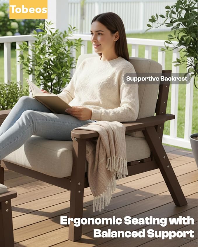 HDPE 6 Piece Patio Furniture Set, Outdoor Couch with Washable Thick Gray Cushions & Coffee Table & Side Table, Outdoor Sectional Furniture for Backyard, Deck, Lawn, Porch (Gray Frame)
