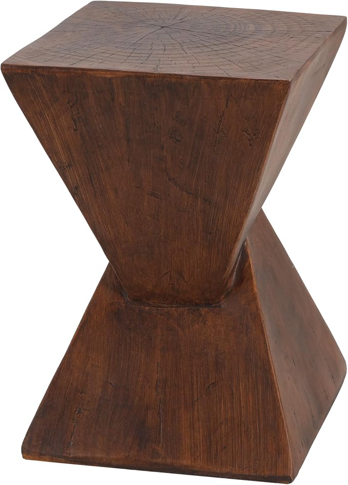 Christopher Knight Home Novi Outdoor Side Table, Geometric-Shaped Accent Side End Table, Garden Stool for Patio Balcony Beach Pool, Lightweight Concrete, Wood-Like Texture, Dark Brown