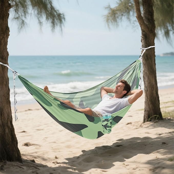 Green Planes Camouflage 330lb Capacity Camping Hammocks with Portabl Carry Bag Cloth Hammock for Outside Patio Garden Base para poner hamaca