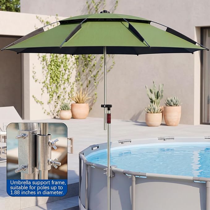 Thinkday Above Ground Pool Umbrellas Adjustable Outdoor Swimming Pool Umbrella for Patio Garden Standing Canopy Must Have Summer Accessories