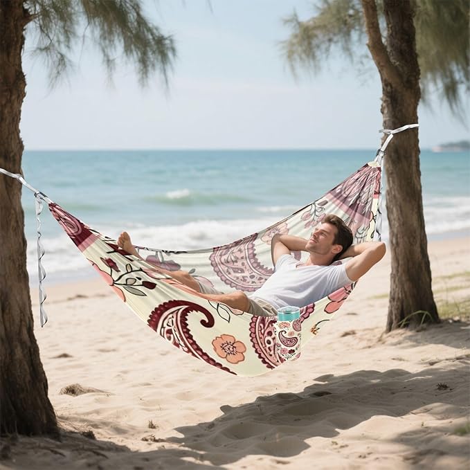 Floral Paisley Hammocks for Camping with Portabl Carry Bag Portable Hammock Indoor Outdoor Patio