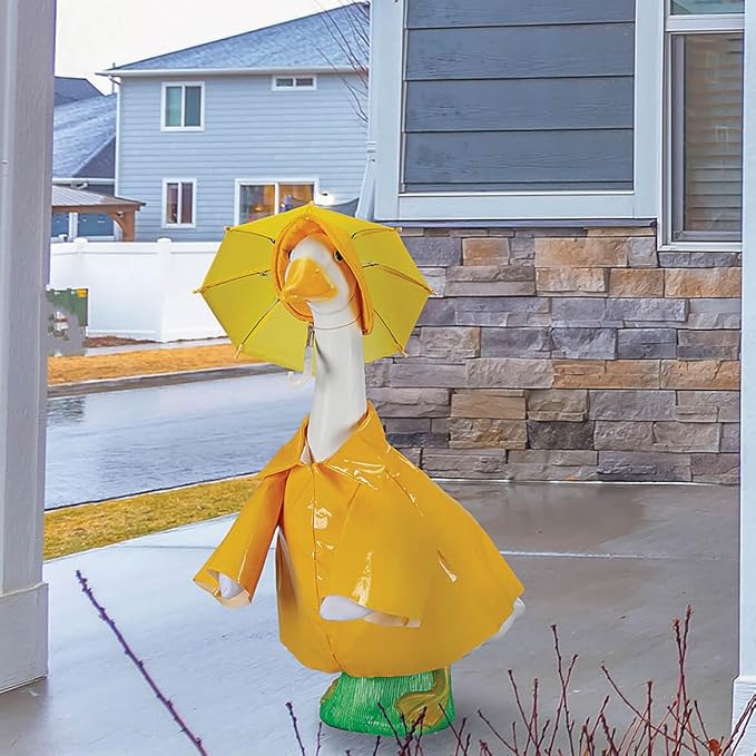 Gaggleville Raincoat Goose Outfit, Fits Large 23" H Statue, by Fox | Valley Traders