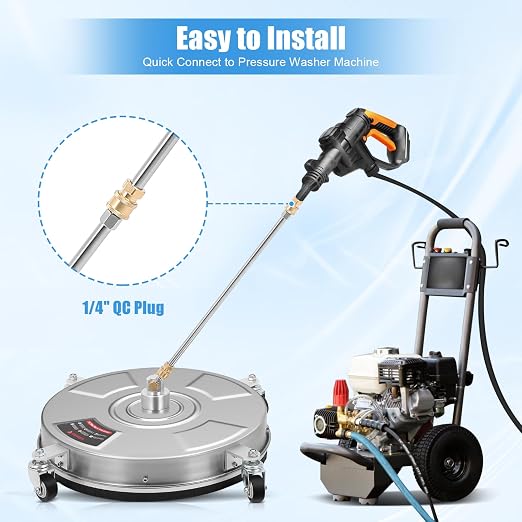 Dollate 15" Pressure Washer Surface Cleaner,for 2200-4000 PSI Pressure Washer 4GPM Maximum Flow,2 Replace Nozzles Power Washer Attachment for Concrete, Patio, Deck Cleaning