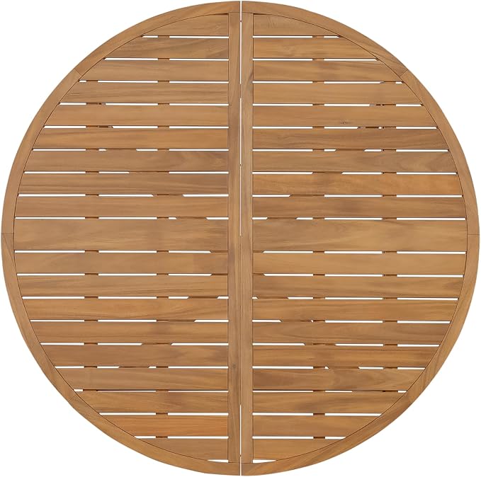 5-Piece Outdoor Dining Set with 4 Acacia Wood Chairs,47.2" Round Dining Table with Umbrella Hole, Ideal for Patios, Gardens, Poolsides, and Lawn Areas & Indoor, Natural