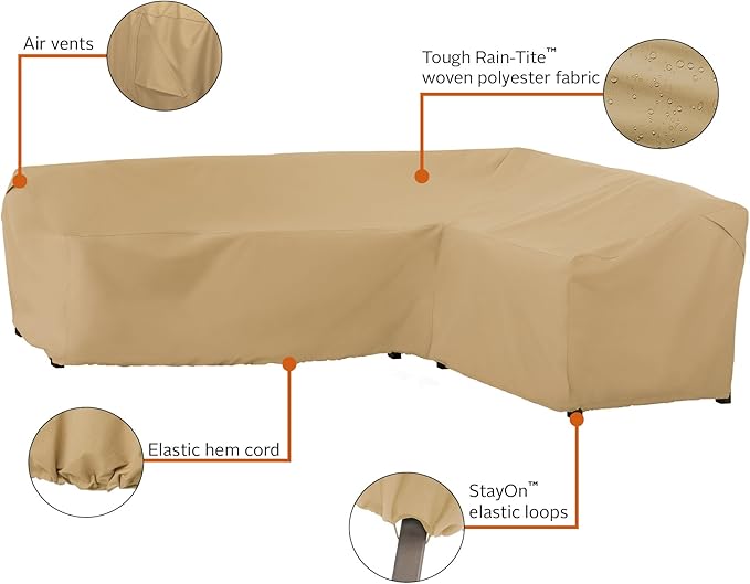 Classic Accessories Terrazzo Water-Resistant 104 Inch Patio Right-Facing Sectional Lounge Set Cover, Patio Furniture Covers