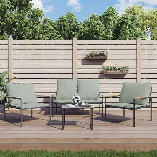 4 Piece Patio Lounge Set with Cushions, Porch Furniture Set Sectional Sofa Patio Conversation Set Outdoor Dining Sets for Piazza Poolside Exhibition Garden Anthracite Steel