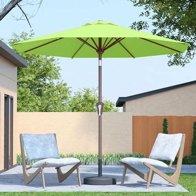 10FT Patio Umbrella Outdoor Market Umbrella with Crank and Tilt, 8 Flexible Fiberglass Ribs, UV-Resistant Waterproof Canopy for Patio, Deck, Garden, Backyard, Apple Green