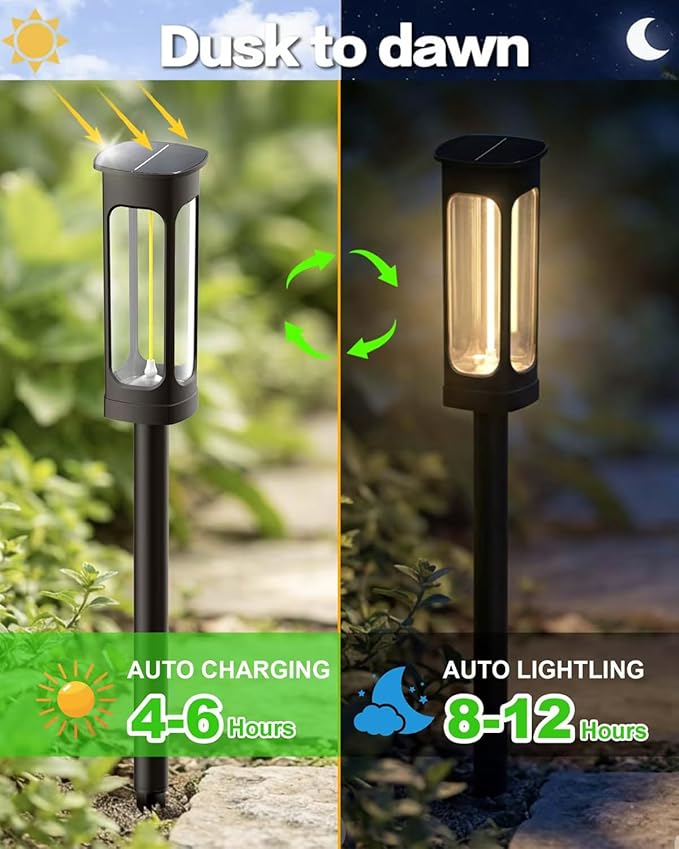 LIANGLOME Solar Pathway Lights Outdoor, Bright Solar Lights Outdoor, Auto On/Off, IP65 Waterproof Solar Garden Lights Solar Powered Landscape Lighting for Yard Patio Walkway Driveway Pathway