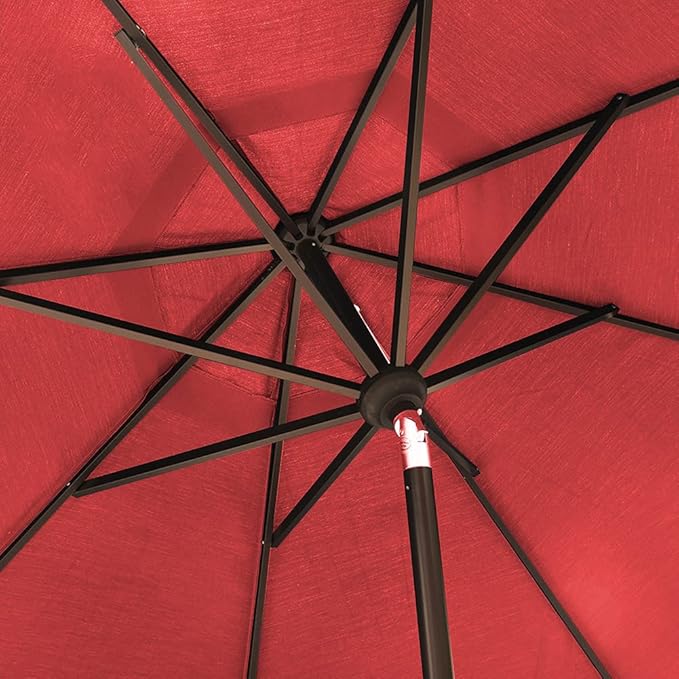 EliteShade USA 10-Year-Non-Fading 10Ft Market Patio Umbrella, UPF 50+ UV Protection Performance Sun Umbrella, Heavy Duty Commercial Grade Outdoor Table Umbrella with Crank & Tilt, Windproof Vented Top for Garden, Pool, Deck and Outdoor Playsets, Logo Red