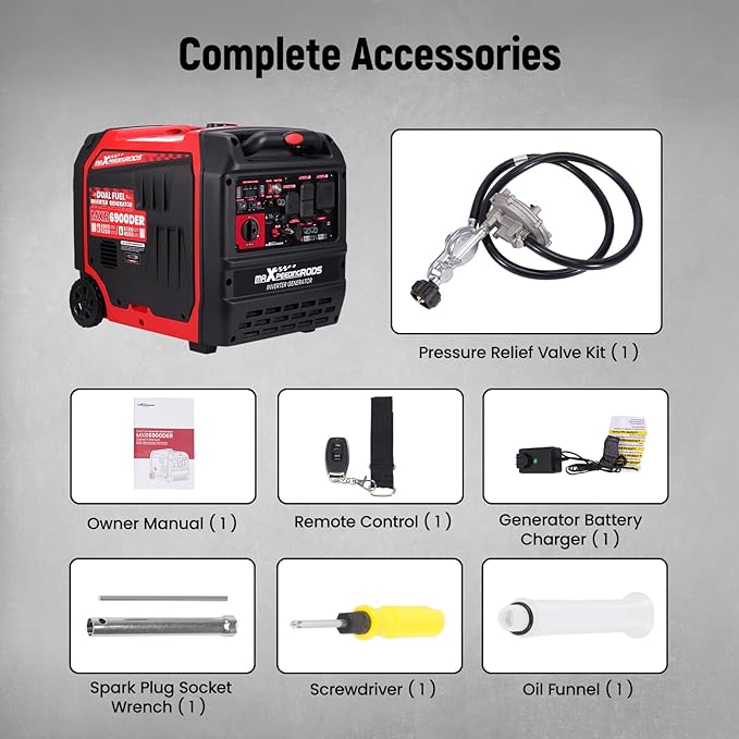maXpeedingrods 6900 Watt Dual Fuel Inverter Generator, Gas and LPG Powered for Home Backup Power, Outdoor Camping, RV Ready