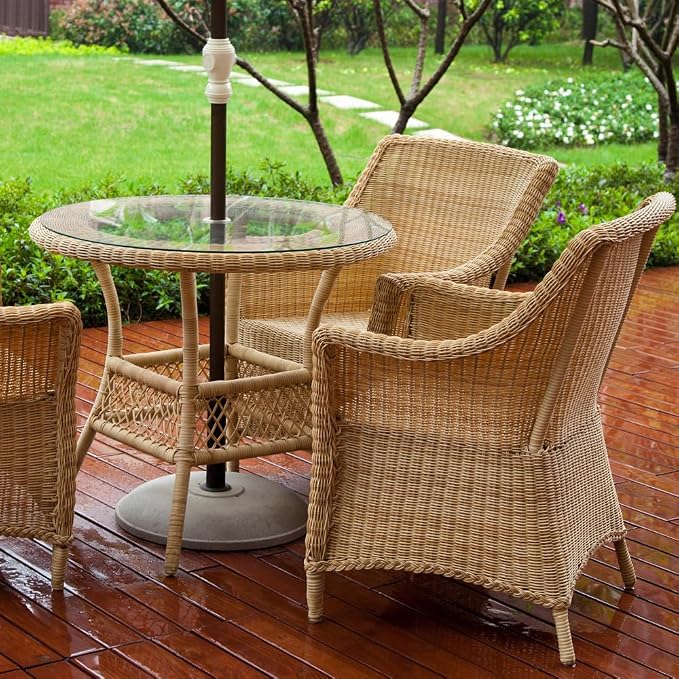 Dulles Glass 42" Round Patio Table Replacement Glass Top with Umbrella Hole, 1/4" Thick Clear Tempered Glass, Flat Polished Edge for Outdoor Dining Tables
