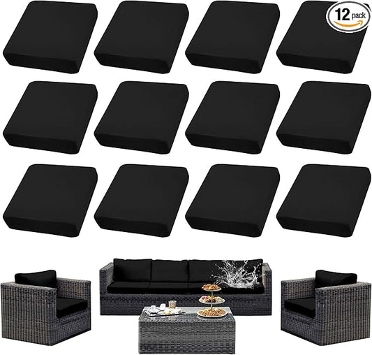 Outdoor Cushion Covers Set,12PCS Patio Furniture Couch Seat Slipcovers, Replacement for Sofa Sectional Chair(Cover，Only)