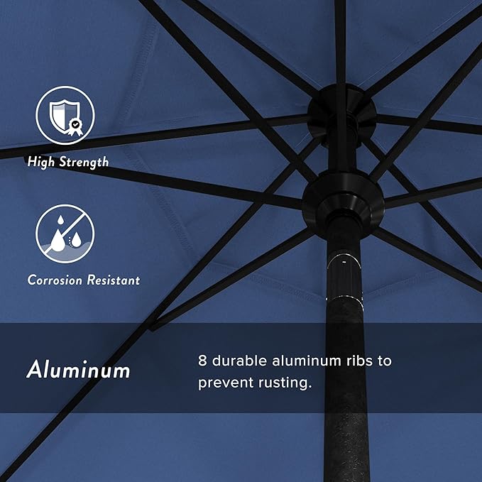 California Umbrella 7.5' Round Aluminum Market Umbrella, Crank Lift, Push Button Tilt