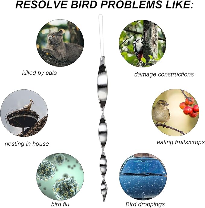 Besmon Woodpecker Bird Scare Devices，Reflective Scare Rods Control Device to Keep Birds Away from Patio Pool（Christmas Reflective Strip Hanging Home as Decoration） (30PCS)
