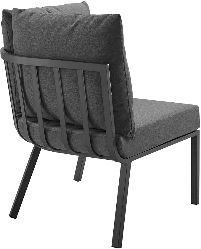 Modway Riverside 5 Piece Outdoor Patio Aluminum Set in Gray Charcoal