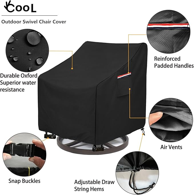 Patio Swivel Chair Cover 4 Pack,Waterproof Heavy Duty Outdoor Chair Covers,Outdoor Swivel Chair Cover for Patio Furniture Covers(30 W x 34 D x 38.5 H inches),Black