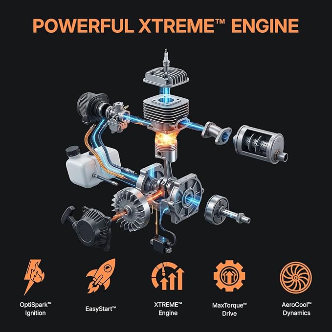 WORKIT 25.4CC Gas String Trimmer 3 in 1 Weed Wacker Commercial Grade 2-Cycle Gas Weed Eater with 17" String Trimmer, Edger & Heavy Duty Brush Cutter - Includes 40T/3T Blades & Shoulder Strap