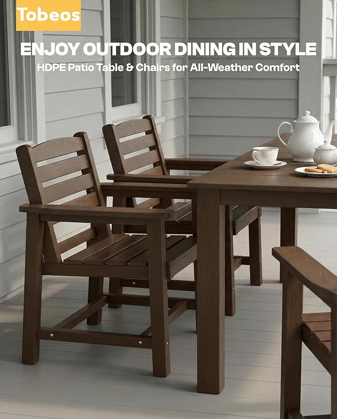 HDPE Outdoor Dining Set for 8, 9-Piece Outdoor Dining Table Set with 15FT Patio Umbrella, Patio Table and Chairs Set for Gardern Backyard