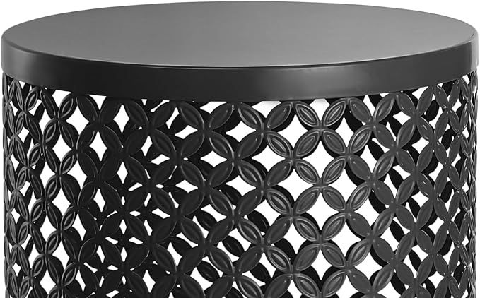 Set of 3 Outdoor Nesting Side Tables, Hollow Metal Frame Patio End Table, Multifunctional Coffee Table & Plant Holder for Backyard, Porch, Pool Sides, Home Indoor Use
