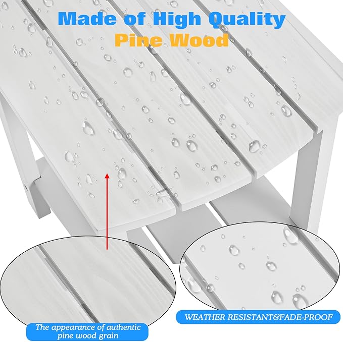 Outdoor Side Table, 2-Tier Small Outdoor Table for Patio, Adirondack Side Tables for Outside or Indoor (Concrete Grey, 18 * 14 * 18.5)