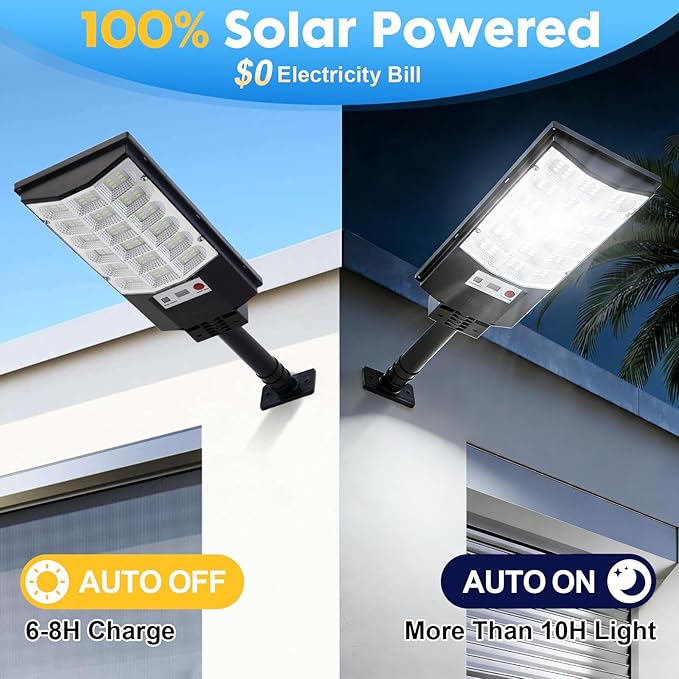 Solar Street Lights Outdoor, 2500LM Solar Security Lights with Remote Control, 270° Wide Angle IP66 Waterproof Motion Sensor Solar Flood Lights for Outside, Garage Yard Garden Fence Lighting, 4 Pack