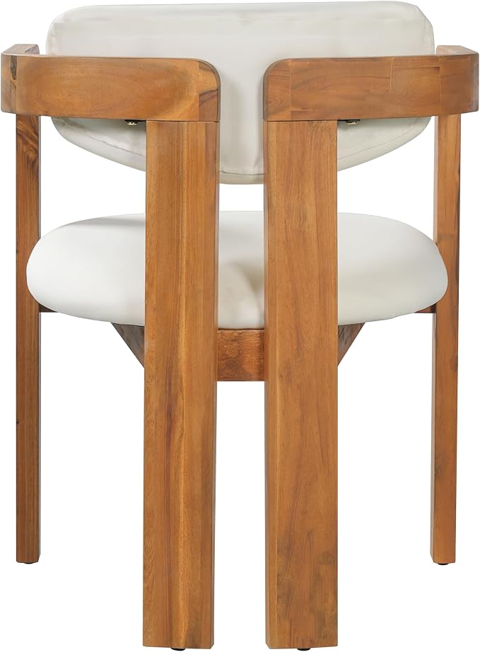 Merax Outdoor Acacia Wood Dining Chairs Set of 2, Modern Solid Wood Patio Chairs with Beige Cushions & Backrest, Outdoor Armchairs Seating Furntiure for Patio Garden Balcony Backyard