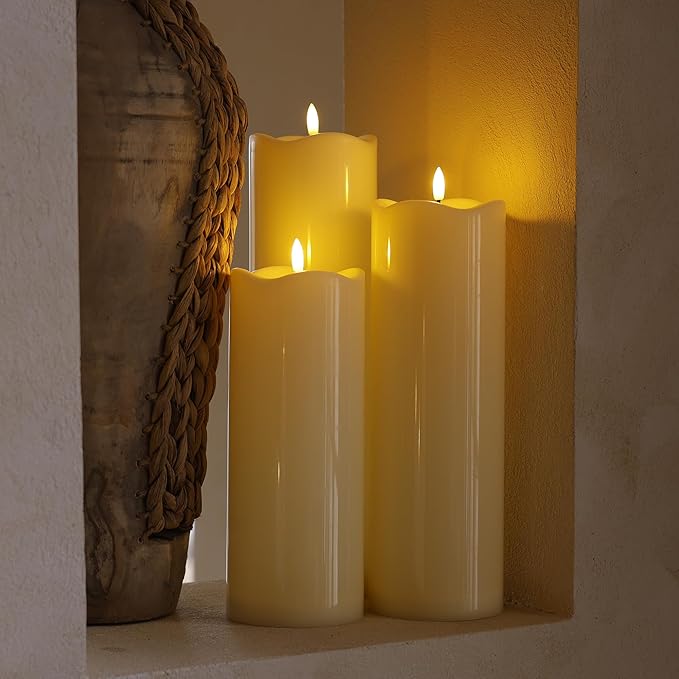 4" x10" Outdoor Flameless Candles Waterproof, Large Battery Operated Candles with Remote, Plastic Flickering LED Candles for Garden Patio Porch Home Party, Ivory 1Pack