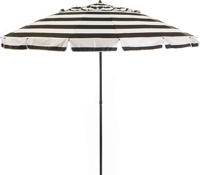 Heininger DestinationGear Deluxe 8 ft Black and White Stripe Patio and Beach Umbrella