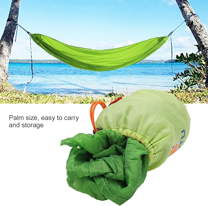 Camping Hammock, Portable Parachute Hammock,Single Lightweigtht Hammock Swing,with Storage Bag and Snap Hook for Outdoor Activities (Grass Green)