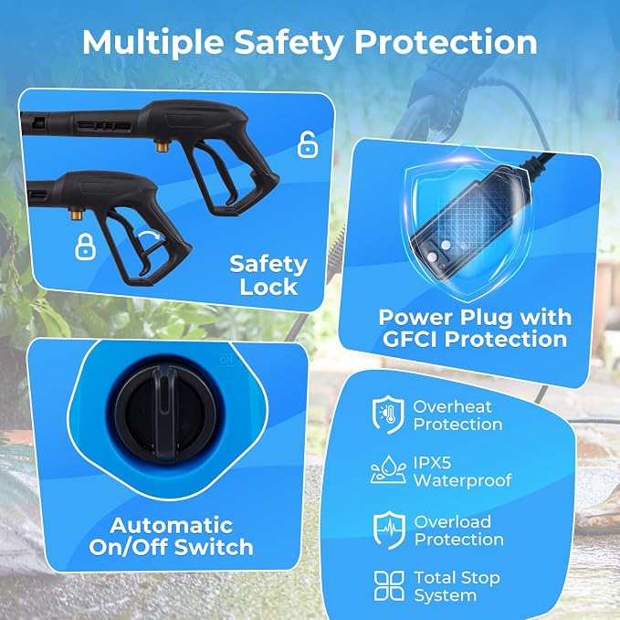 Goplus Electric Pressure Washer, 1900 PSI 1.8 GPM High Pressure Power Washer w/ 4 Quick Connect Nozzles, Soap Bottle & 19.7 FT Hose, Portable Cleaning Machine for Car Washing, Driveway, Patio, Floor