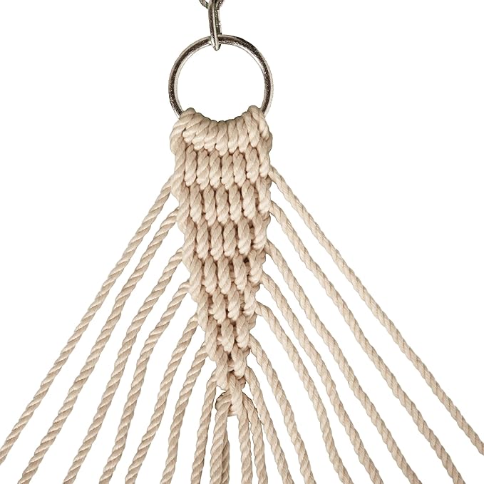 Nags Head Hammocks First Mate Oatmeal DuraCord Rope Hammock – 12 ft. x 50 in., 450 lb Capacity, Cumaru Spreader Bar, Galvanized Hardware, Handcrafted in USA, Free Chains & Tree Hooks