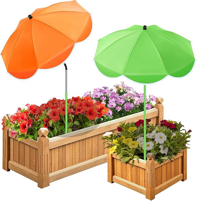 POILKMNI 2 Pack 2026 Upgraded Plant Umbrellas for Outdoor Plants - 25" Enlarged Garden Plant Umbrella Shade with Adjustable Angle, 43.3" Higher Sun Shade for Plants, Garden Beds, Potted Plant