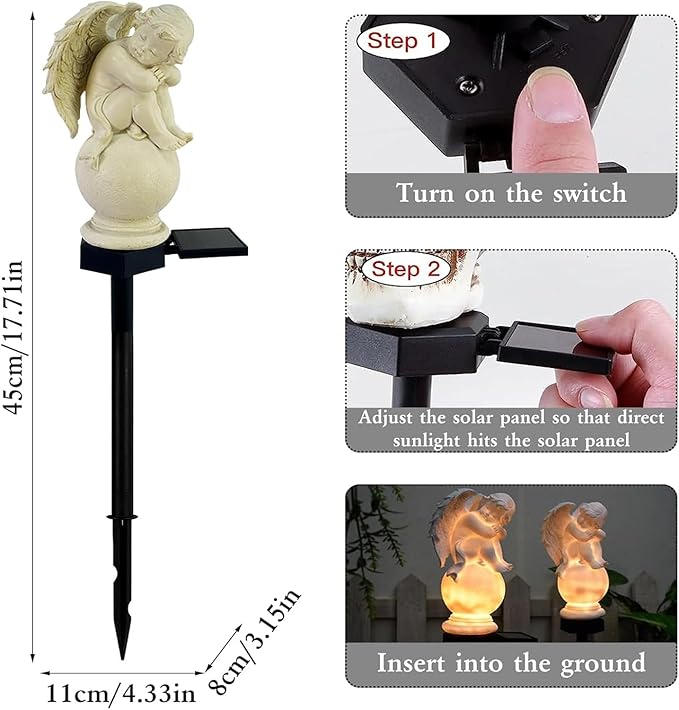 for Angel Lights Solar Stake for Garden, Decorative Stake Light Solar Angel Garden Decor, Waterproof Outdoor Figurine Lights, Angel Statues Light fit Cemetery, Grave, Lawn, Patio, Pathway