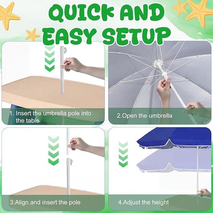 Dansydaisy Beach Umbrella for Water Table, Picnic Table Shade, 47 Inch Replacement Portable Outdoor Umbrella, UV Protection for Sand Play Camping Patio Garden, Tables Not Included