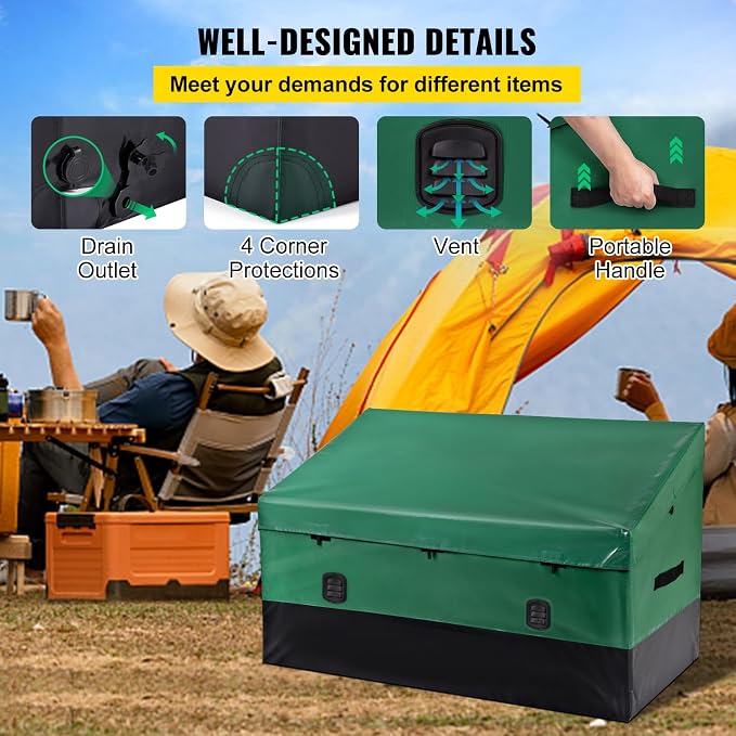 Happybuy 230 Gallon Outdoor Storage Box, Waterproof PE Tarpaulin Deck Box, Patio Garden Organizer