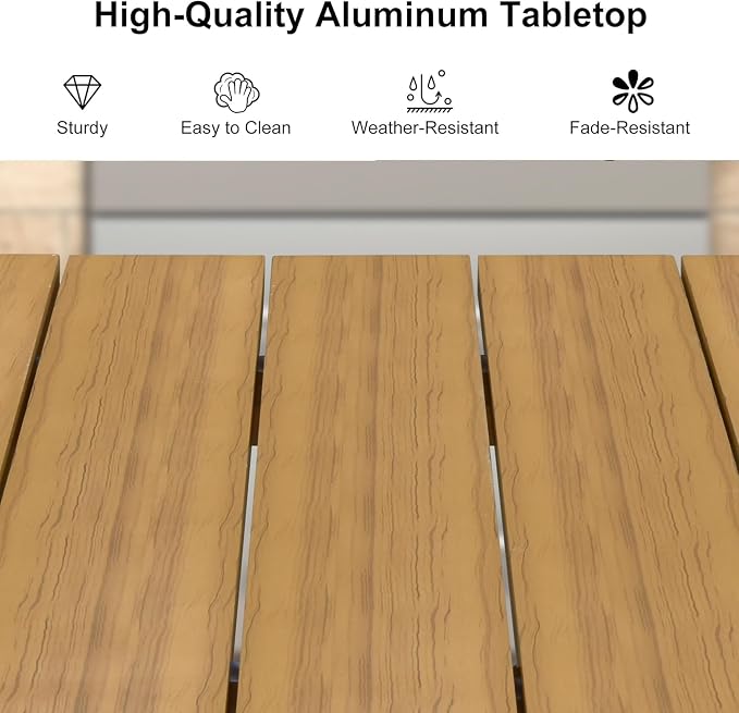 PURPLE LEAF 7 Pieces Outdoor Dining Set with Patio Aluminium Dining Table and Wicker Chairs Modern Furniture Cushions Sets for Backyard Indoor Decor Kitchen Teak