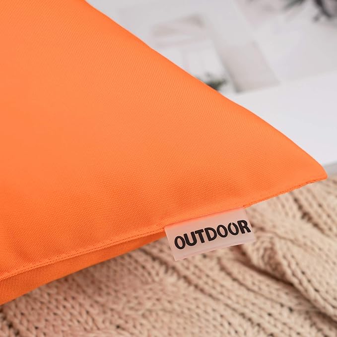 MIULEE Decorative Outdoor Waterproof Pillow Covers 16x16 Orange | Decorative Patio Furniture,Pack of 2,Accent Square Soild Throw Pillow Covers,Summer Garden Tent Couch Sofa